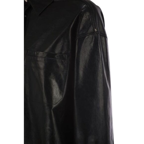 MAX MARA SPORTMAX SPORTMAX Faux Leather Button-Up Shirt Jacket Women BLACK Coats